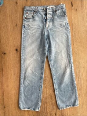 Ag Adriano Goldschmied Light Blue Cropped Straight Leg Jeans